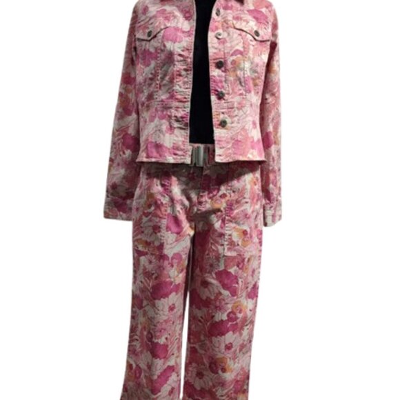 Liz Claiborne 2 Piece Y2K Denim Matching Set Jacket and Capris Women's 4 Small - Picture 10 of 14